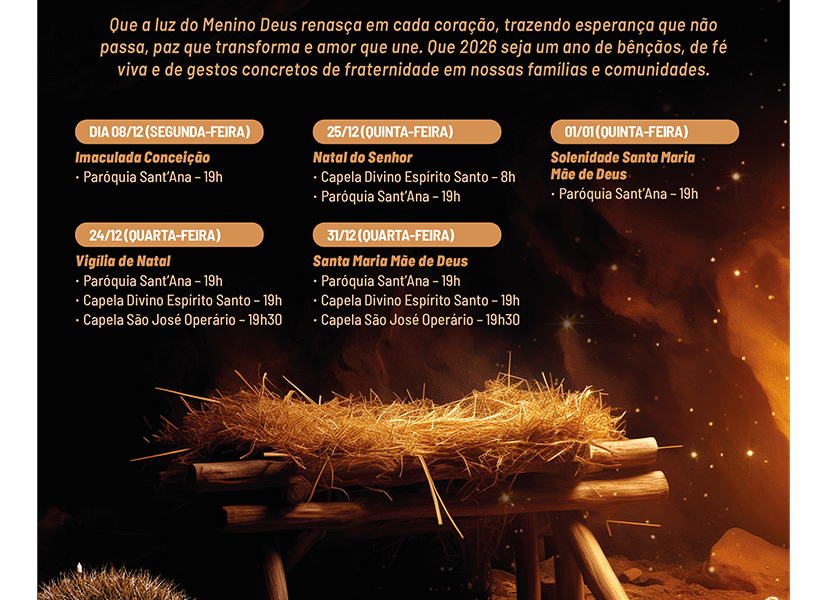 Celebrações de Final de Ano – Paróquia Sant’Ana